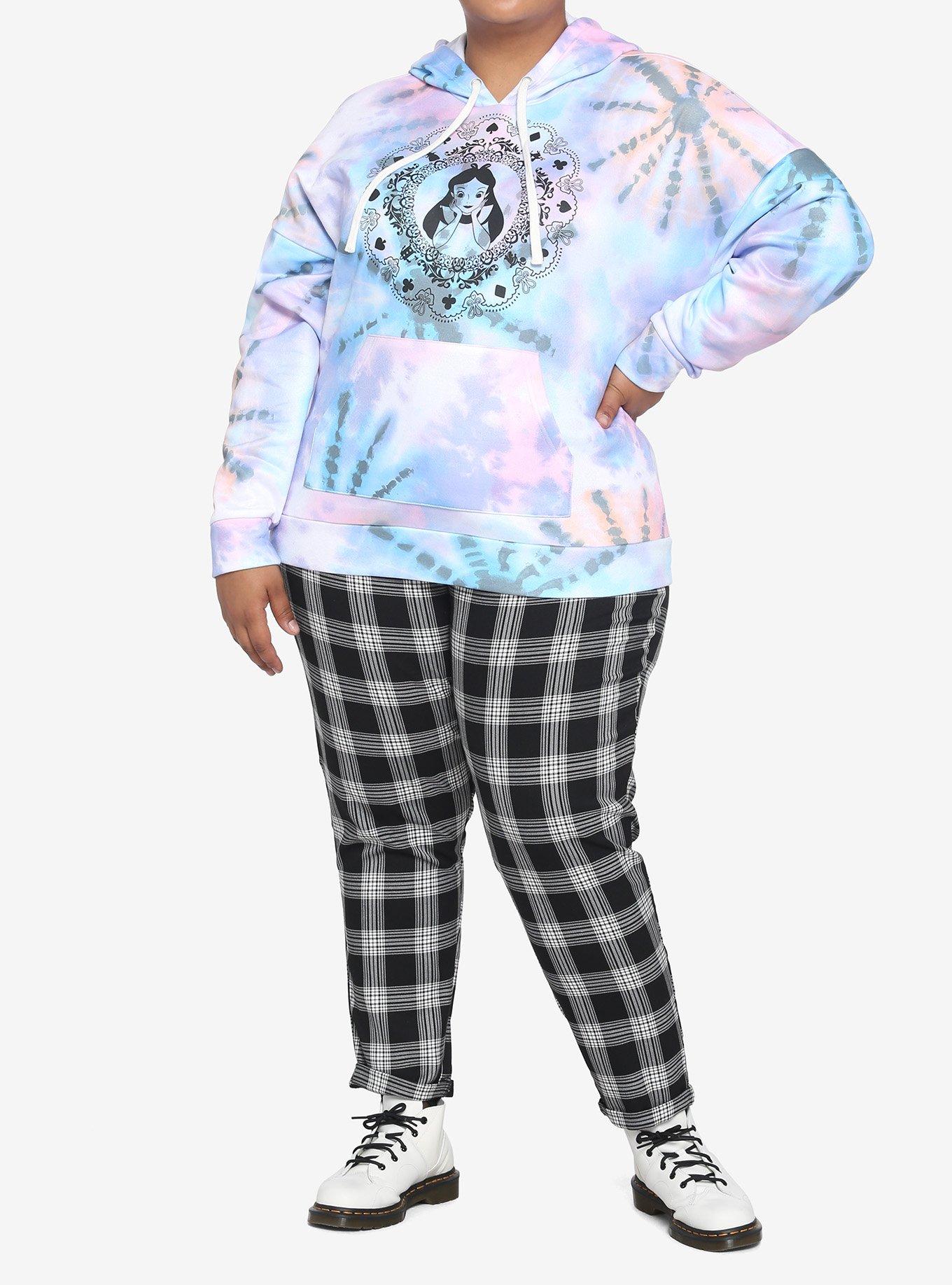 Disney Alice In Wonderland Tie-Dye Lace-Up Girls Hoodie Plus Size, BLUE, alternate