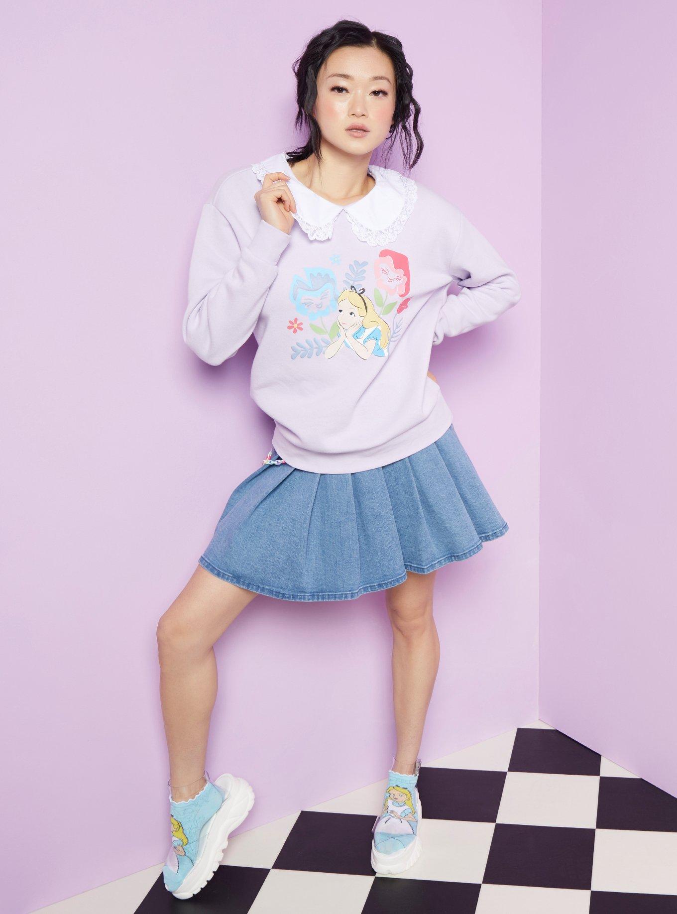 Disney Alice In Wonderland Lace Collar Girls Sweater, MULTI, alternate