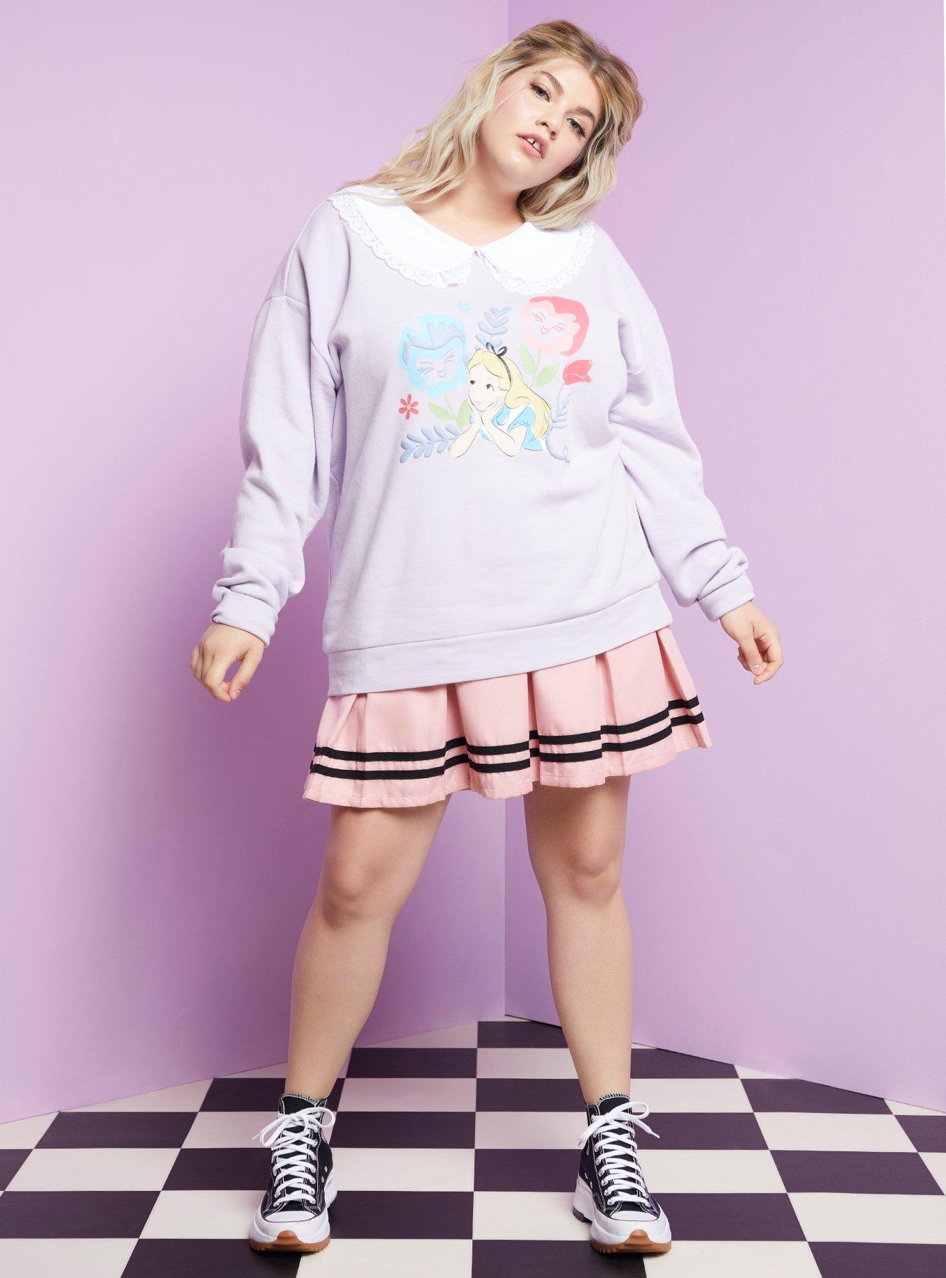 Disney Alice In Wonderland Lace Collar Girls Sweater Plus Size, MULTI, alternate