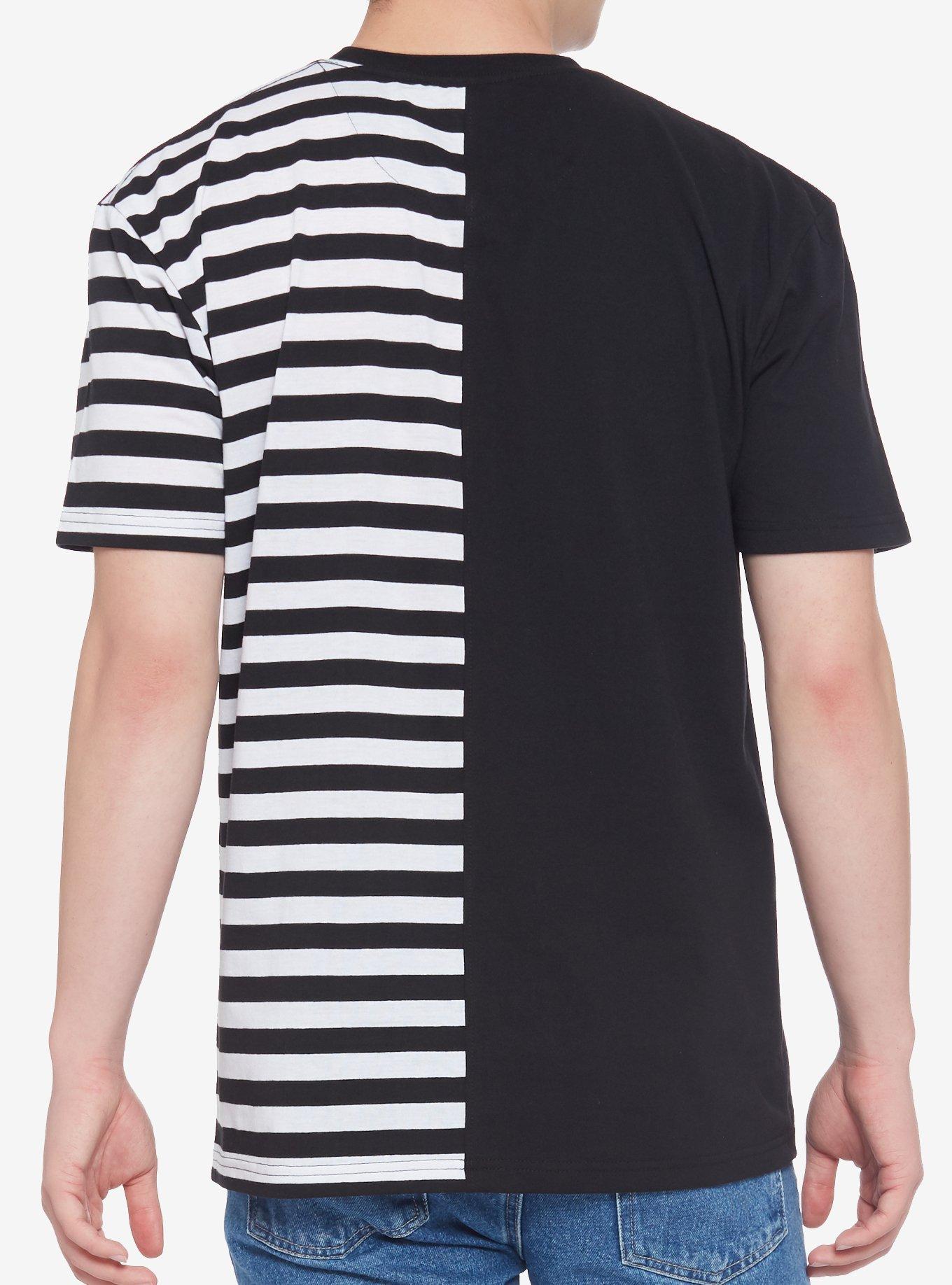 Black & White Stripe Split T-Shirt, STRIPES, alternate