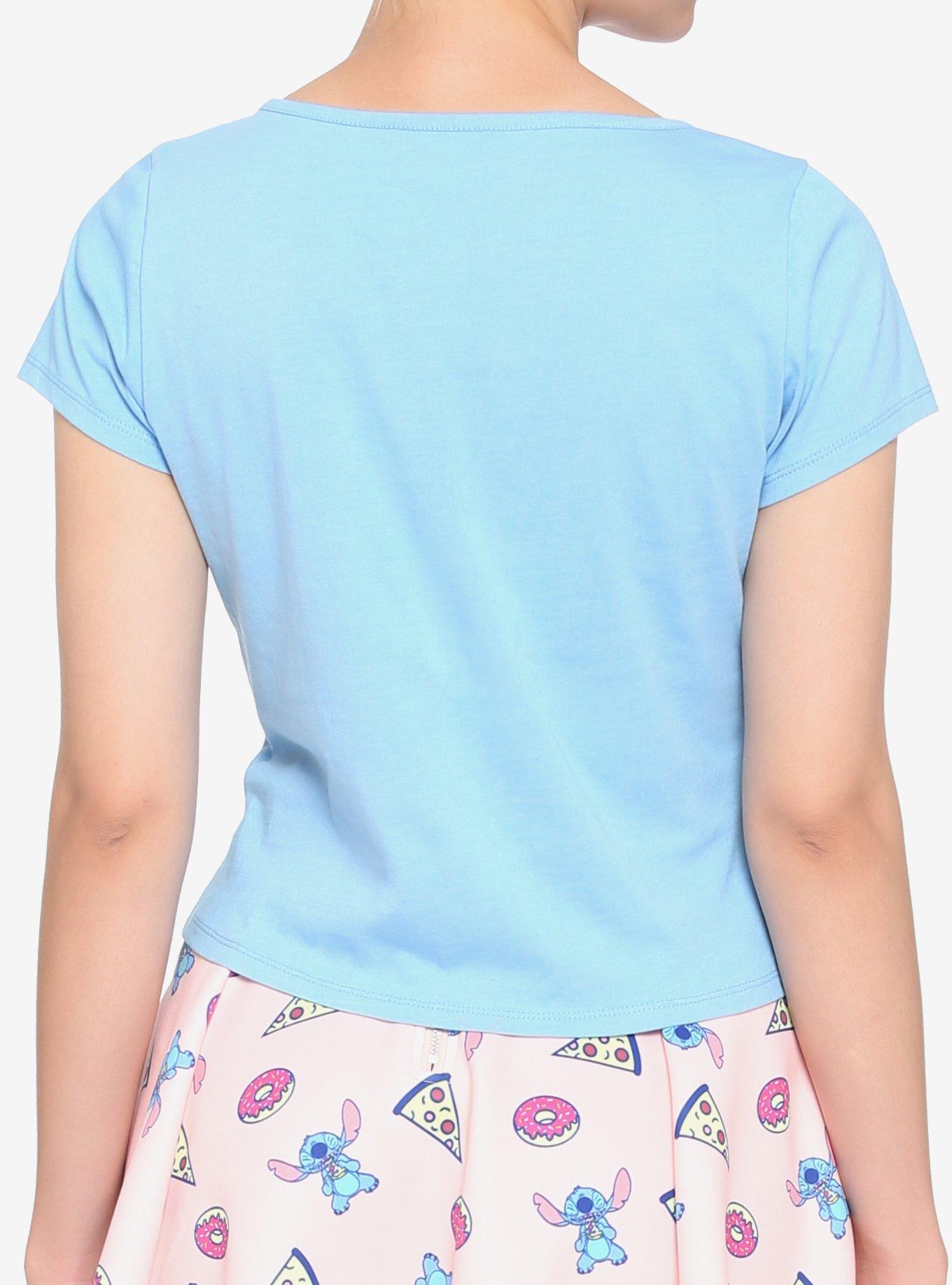 Disney Stitch Symbols Button-Front Crop Girls Top, MULTI, alternate