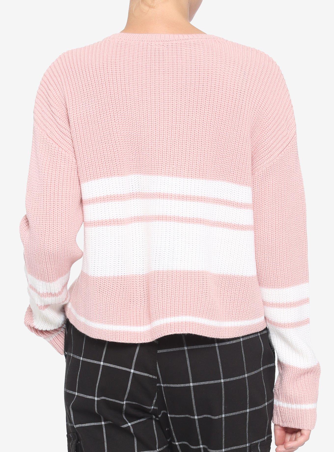 Disney Stitch Stay Weird Embroidered Stripe Knit Sweater, MULTI, alternate