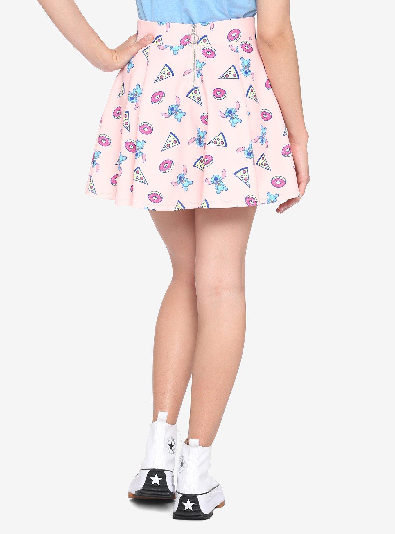 Disney Stitch Pizza & Donuts Zipper Scuba Skirt, MULTI, alternate