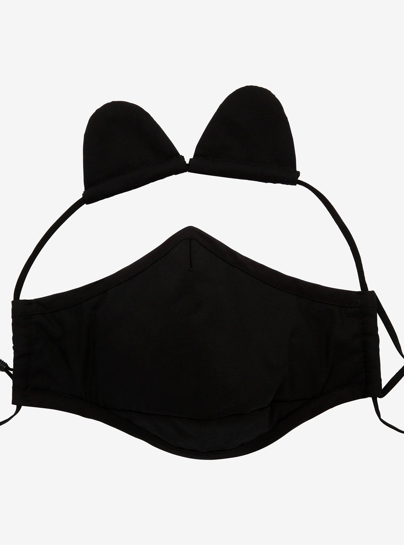 Black Cat Ears Adjustable Fashion Face Mask With Filter Pocket & Filter, , alternate