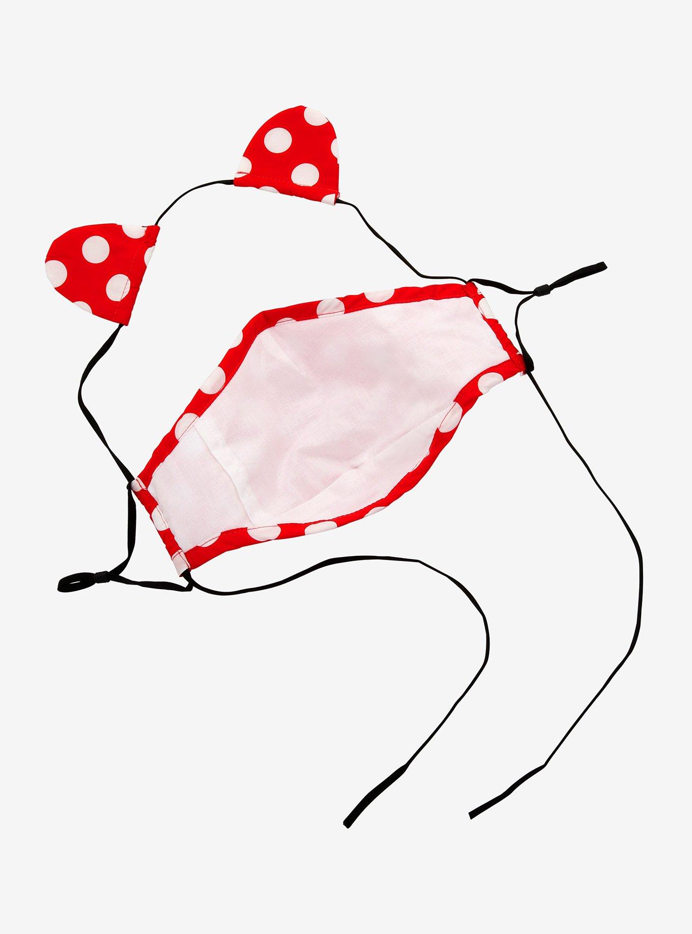 Red & White Polka Dot Cat Ears Adjustable Fashion Face Mask With Filter Pocket & Filter, , alternate