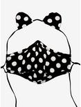 Black & White Polka Dot Cat Ears Adjustable Fashion Face Mask With Filter Pocket & Filter, , alternate