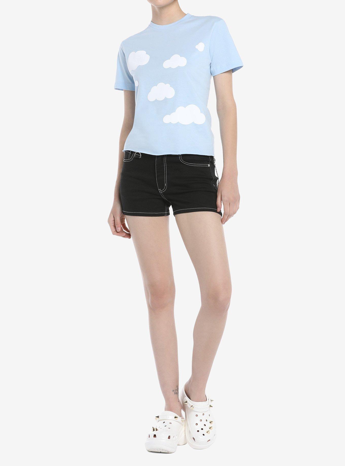 Blue Clouds Girls Crop T-Shirt, BLUE, alternate