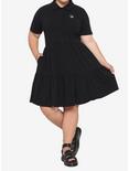 Black Embroidered Skull Polo Tiered Dress Plus Size, BLACK, alternate