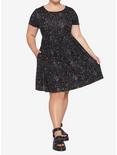 Crystal Outline Pattern Babydoll Dress Plus Size, BLACK, alternate