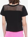 Geometric Rose Mesh Panel Girls Crop T-Shirt, BLACK, alternate