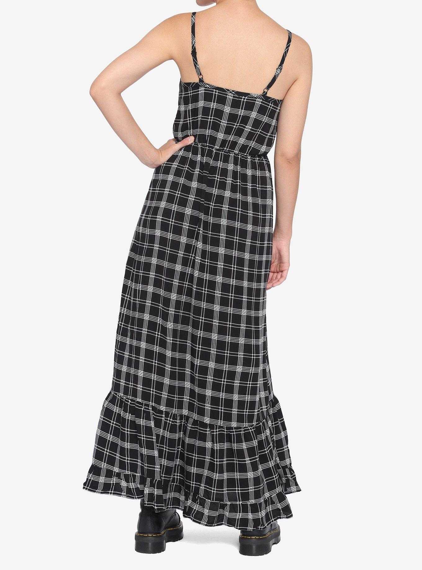 Black & White Tiered Maxi Dress, PLAID, alternate