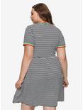 Stripe Rainbow Ringer Dress Plus Size, BLACK WHITE STRIPE, alternate