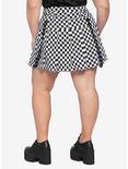 Silver Grommet Pleated Checkered Suspender Skirt Plus Size, MULTI, alternate