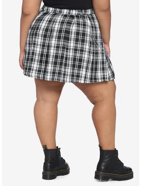 Black & White Plaid O-Ring Chain Skirt Plus Size, , hi-res