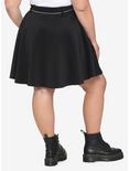 Moon & Stars Belt Black Skater Skirt Plus Size, BLACK, alternate