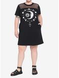 Sun & Moon Mesh T-Shirt Dress Plus Size, BLACK, alternate