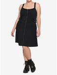 Black Zip Front Strap Dress Plus Size, BLACK, alternate