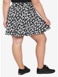 Skull Pattern O-Ring Skater Skirt Plus Size, BLACK, alternate