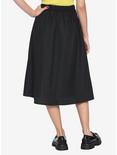 Black Lace-Up Slit Midi Skirt, BLACK, alternate