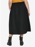 Black Lace-Up Slit Midi Skirt Plus Size, BLACK, alternate