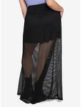 Mesh Maxi Black Overlay Skirt Plus Size, BLACK, alternate