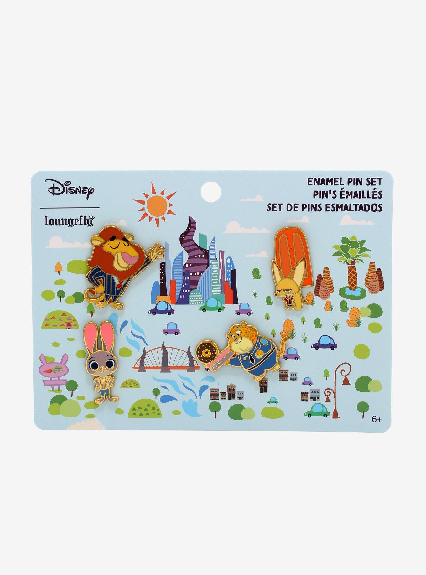 Loungefly Disney Zootopia Chibi Character Enamel Pin Set, , alternate