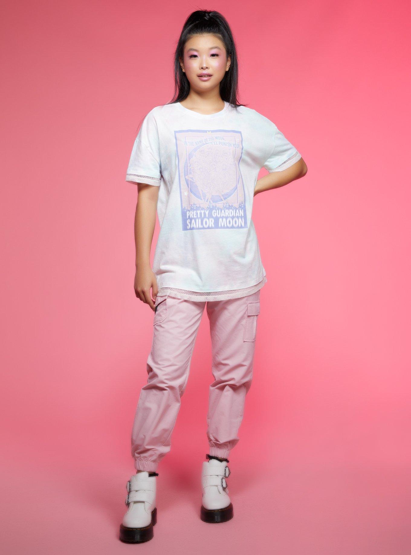 Sailor Moon Pretty Guardian Pastel Mesh Hem Oversized T-Shirt, MULTI, alternate