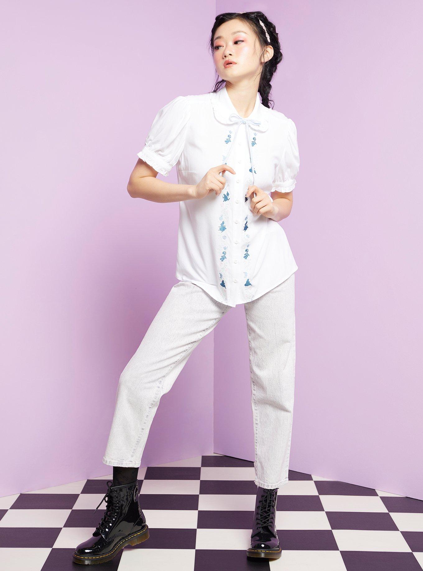 Disney Alice In Wonderland Embroidered Button-Up Top, MULTI, alternate