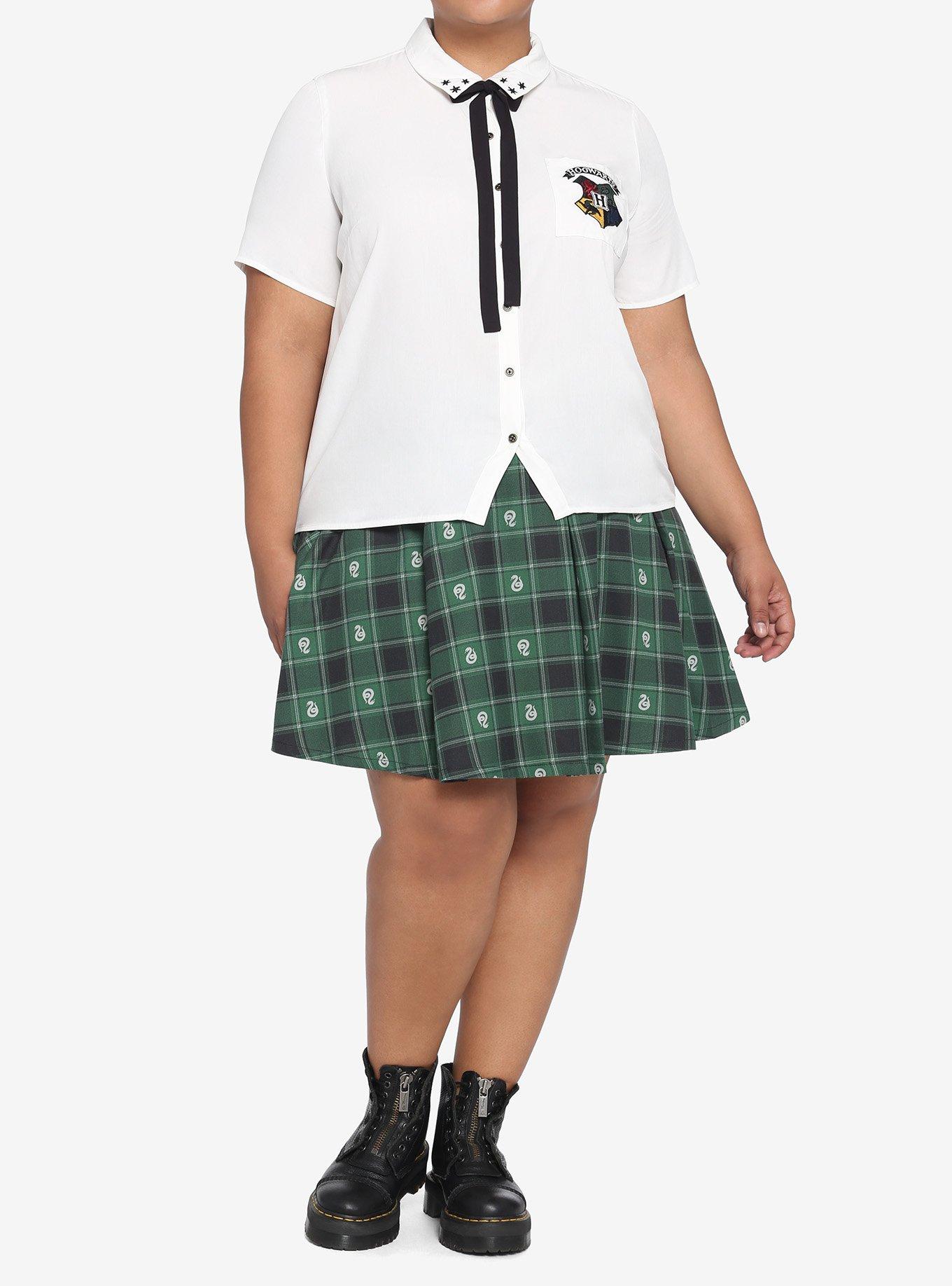 Harry Potter Hogwarts Woven Button-Up Top Plus Size, MULTI, alternate