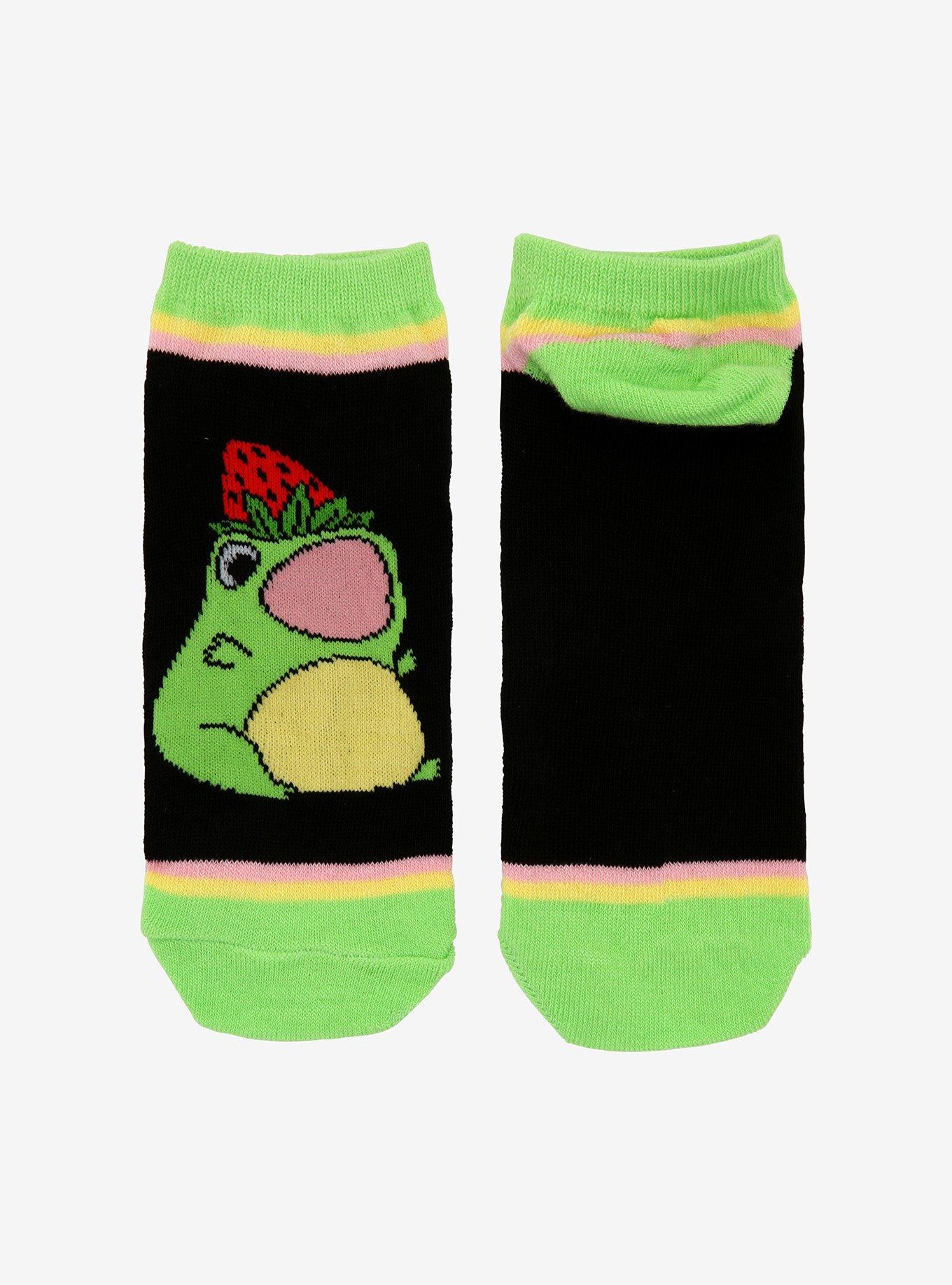 Strawberry Frog No-Show Socks, , alternate