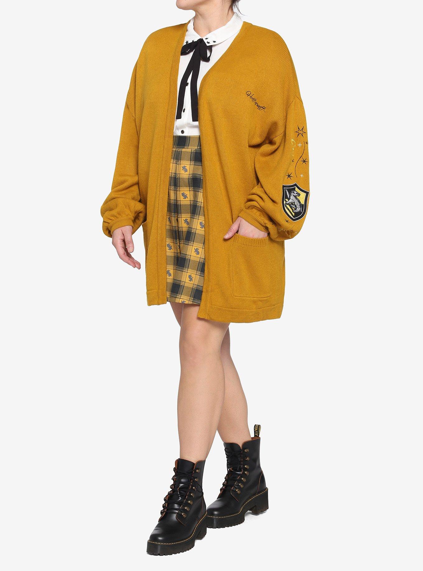 Harry Potter Hufflepuff Oversized Girls Open Cardigan Plus Size, MULTI, alternate