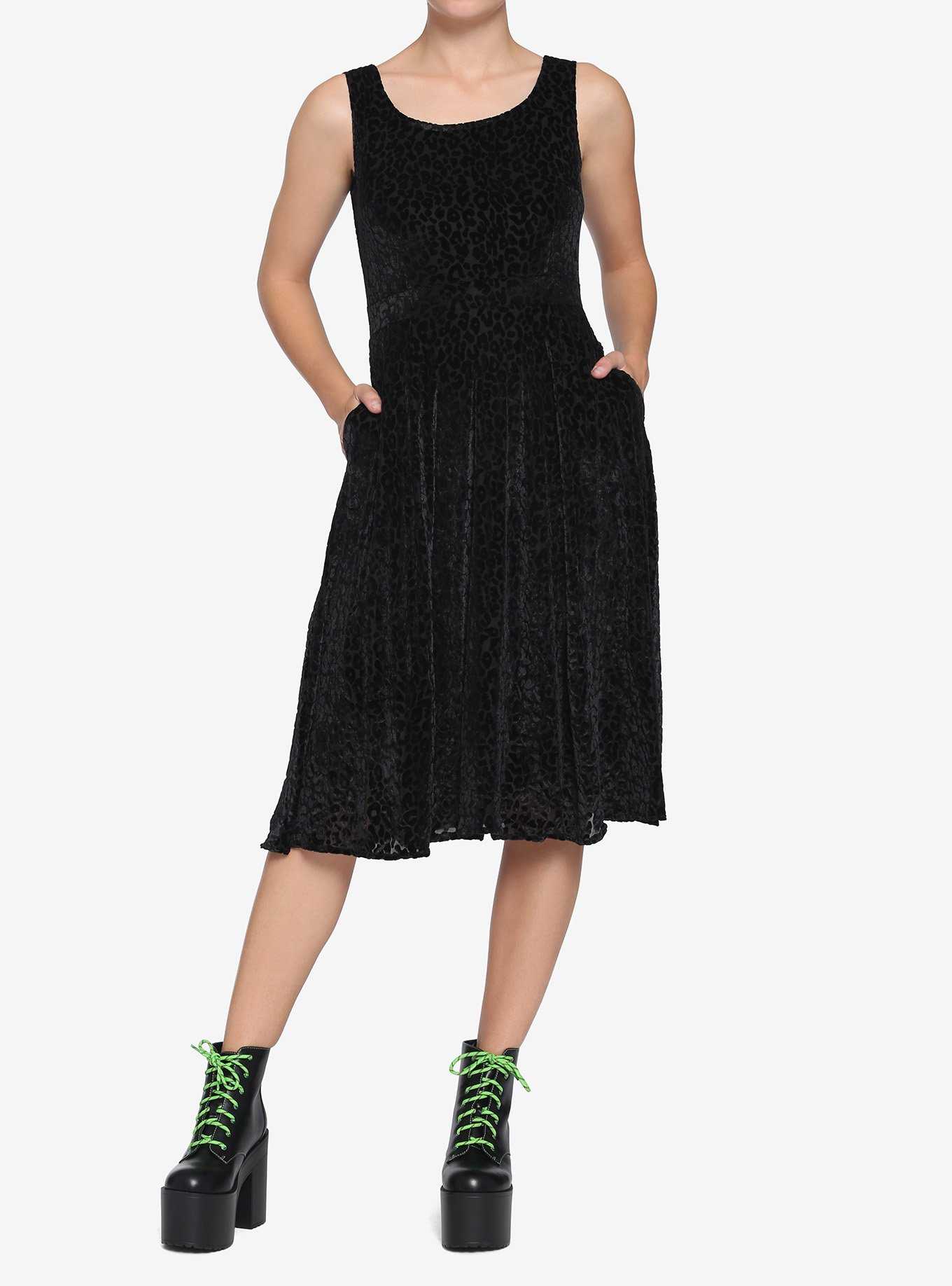 Black Leopard Velvet Dress, , hi-res