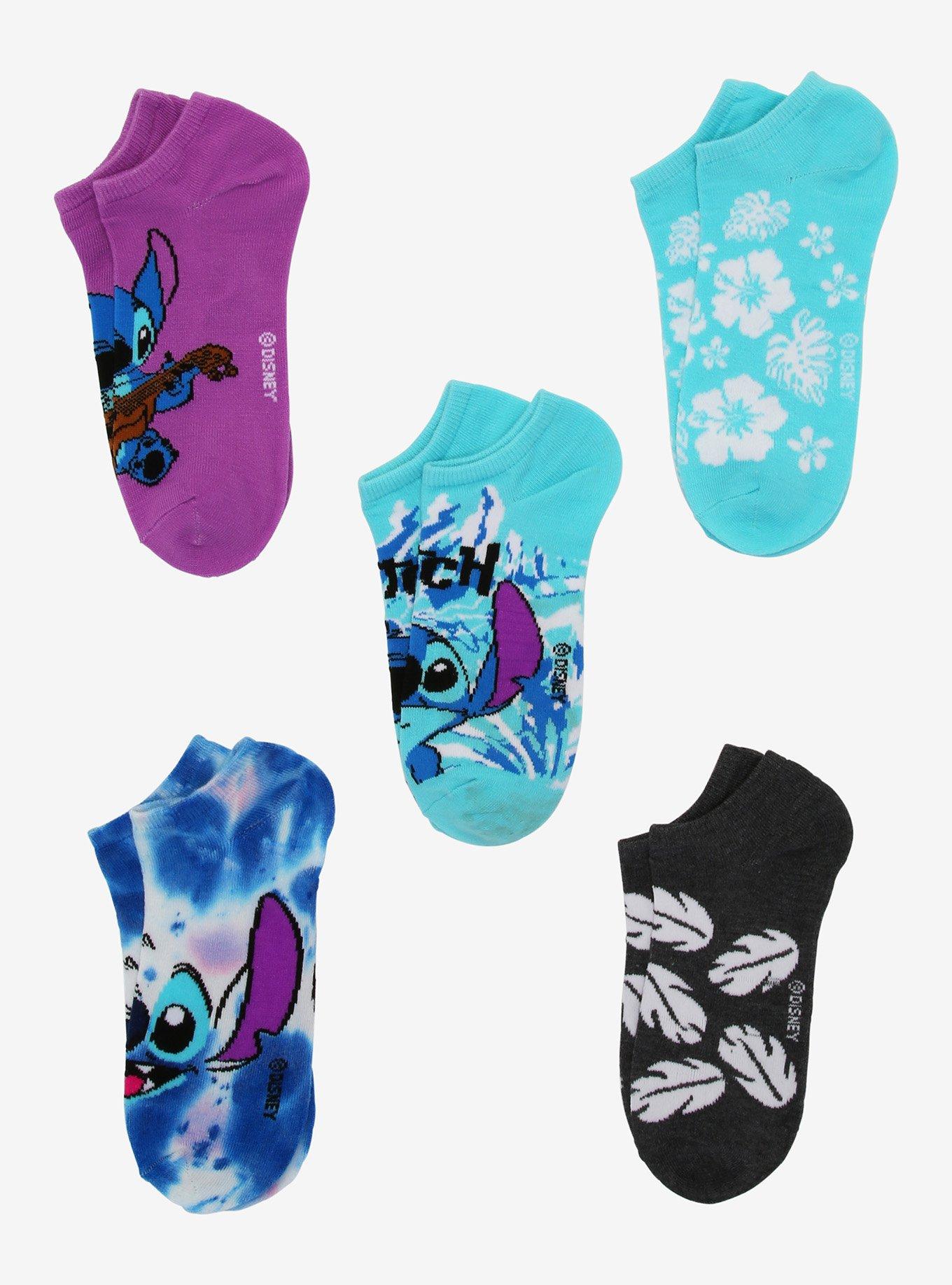 Disney Lilo & Stitch Tie-Dye No-Show Socks 5 Pair, , alternate