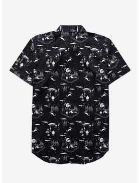 Plus Size Disney The Nightmare Before Christmas Scenic Woven Button-Up - BoxLunch Exclusive, , hi-res