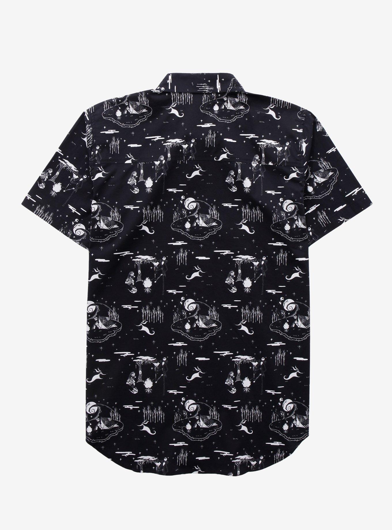 Disney The Nightmare Before Christmas Scenic Woven Button-Up - BoxLunch Exclusive, BLACK, alternate