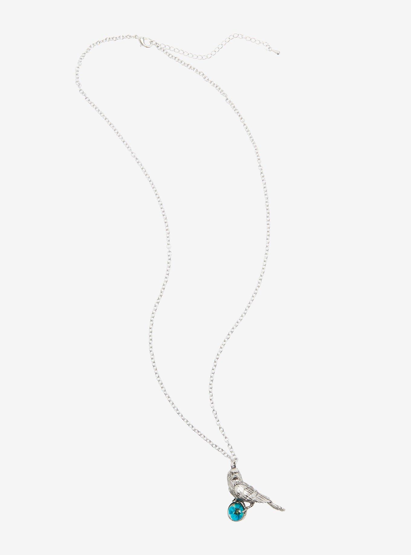 Harry Potter Ravenclaw Dried Flower Crystal Raven Necklace, , alternate
