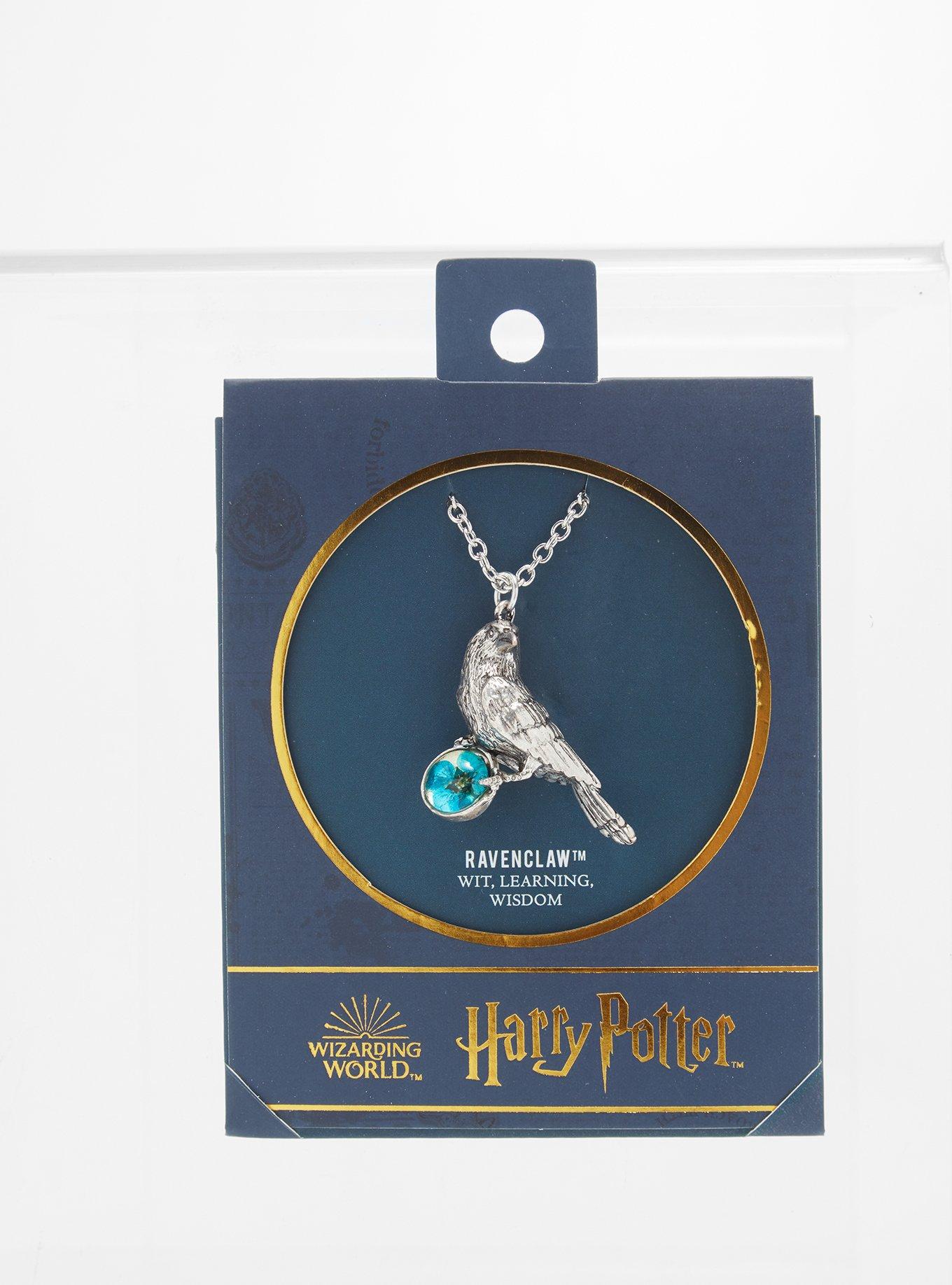 Harry Potter Ravenclaw Dried Flower Crystal Raven Necklace, , alternate