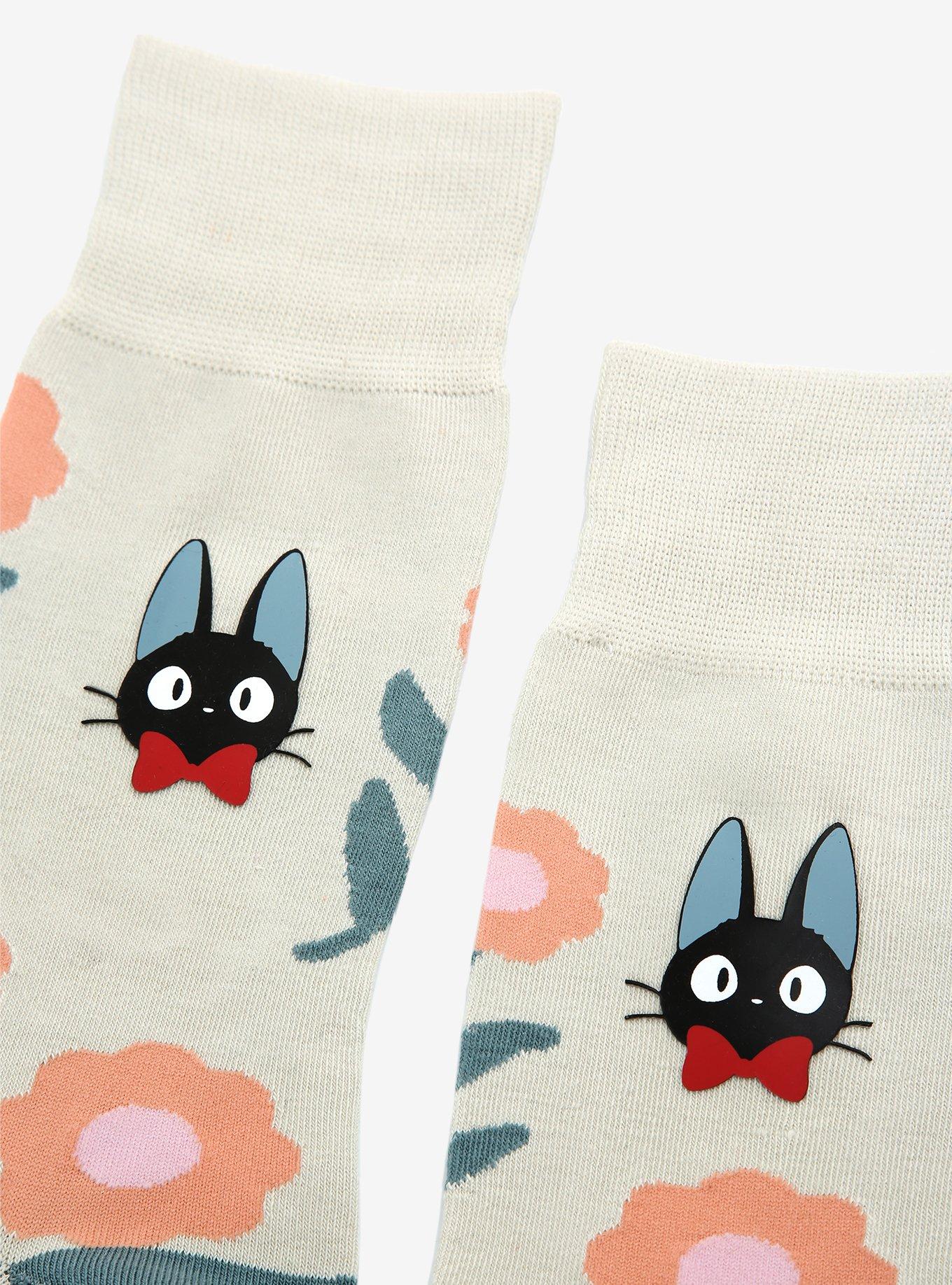Studio Ghibli Kiki's Delivery Service Jiji Floral Crew Socks, , alternate