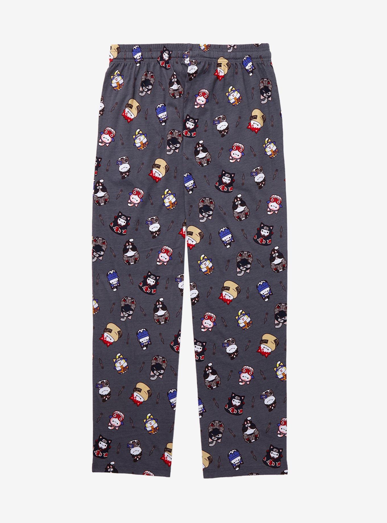 Nyaruto Ninja Cats Allover Print Sleep Pants - BoxLunch Exclusive, BLACK, alternate