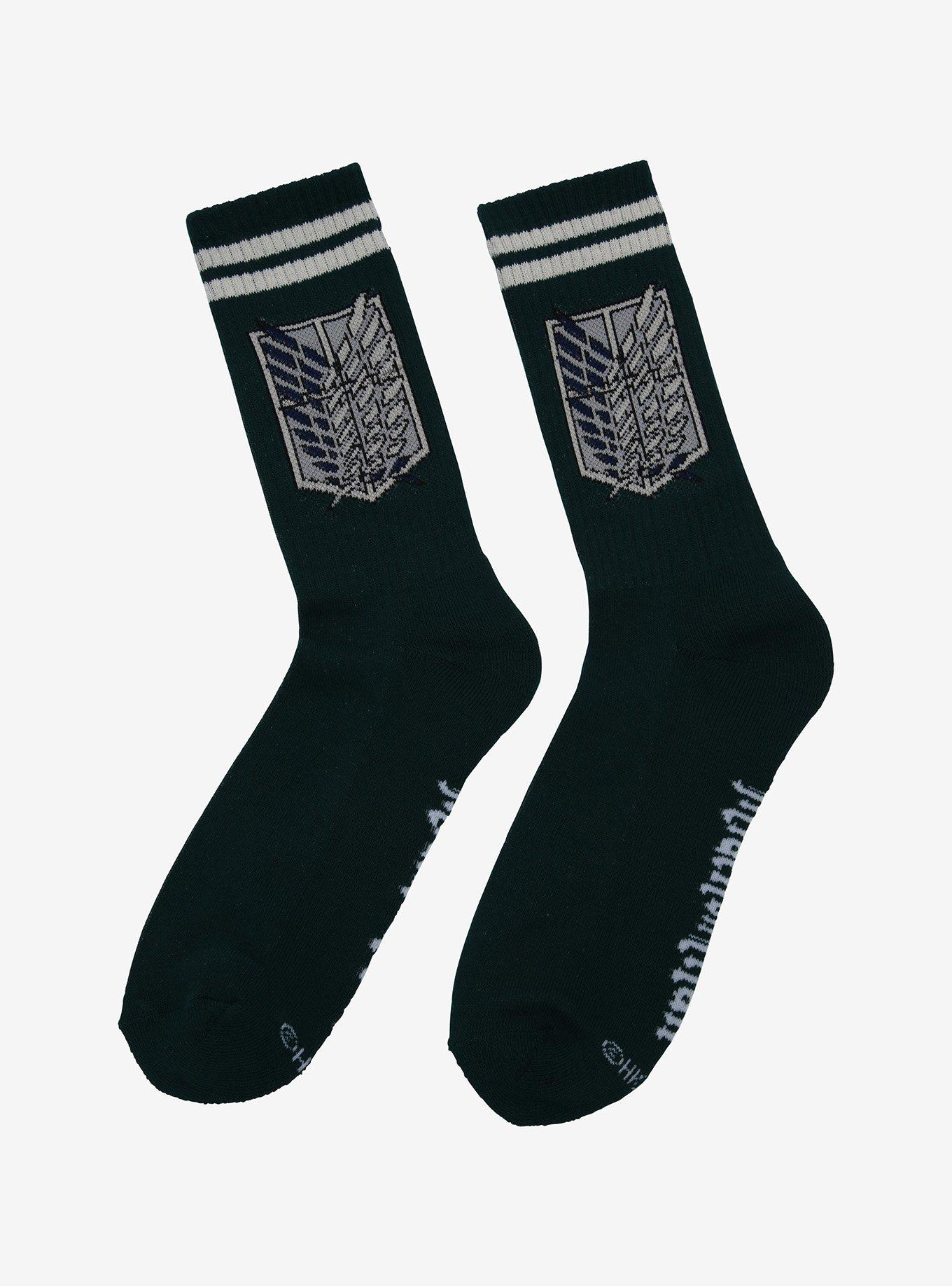 Attack On Titan Wings Of Freedom Varsity Green Crew Socks, , alternate