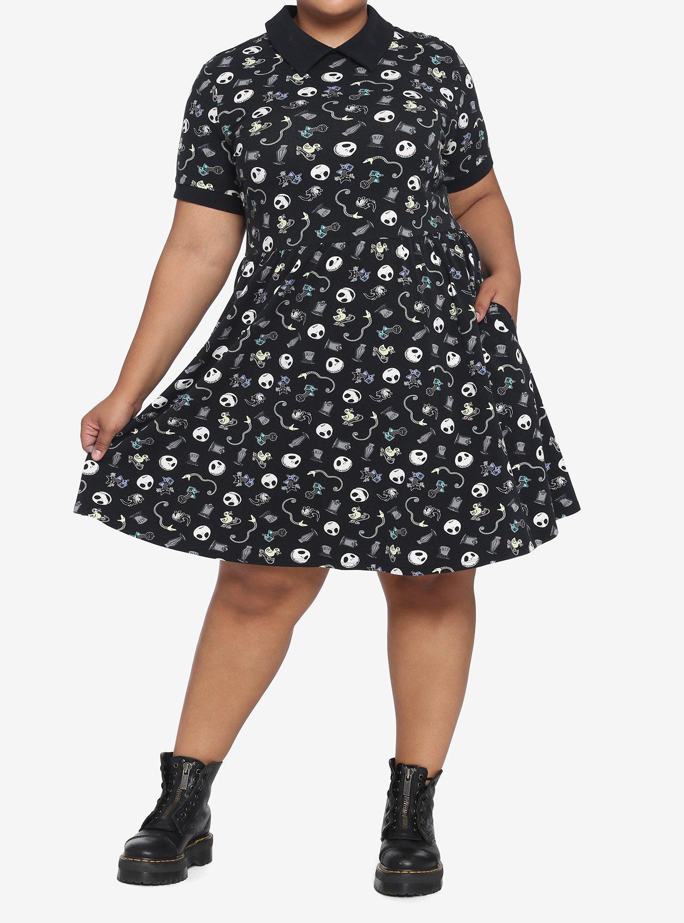 The Nightmare Before Christmas Icons Collar Dress Plus Size, MULTI, alternate