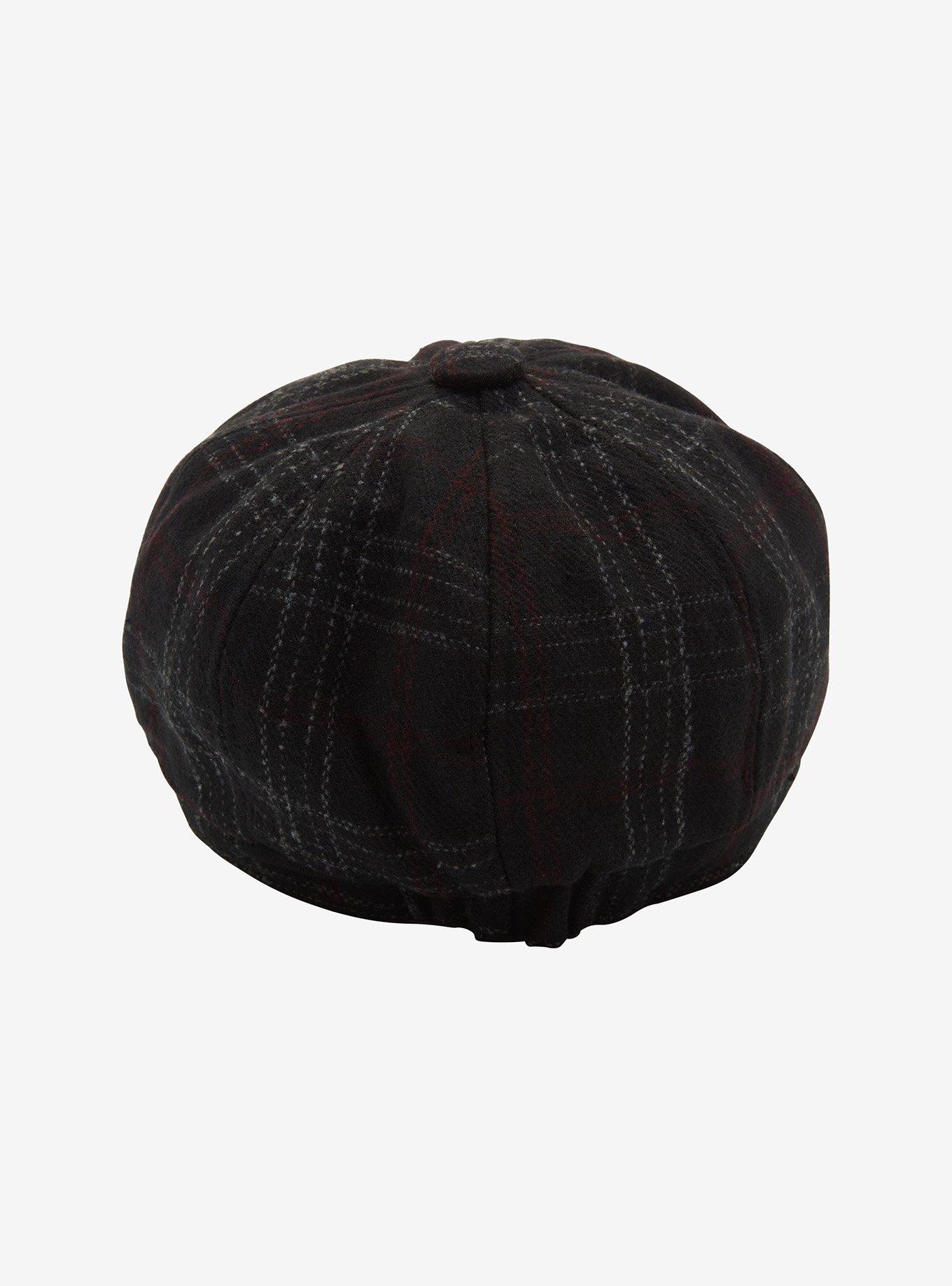 Black Plaid Cabbie Hat, , alternate