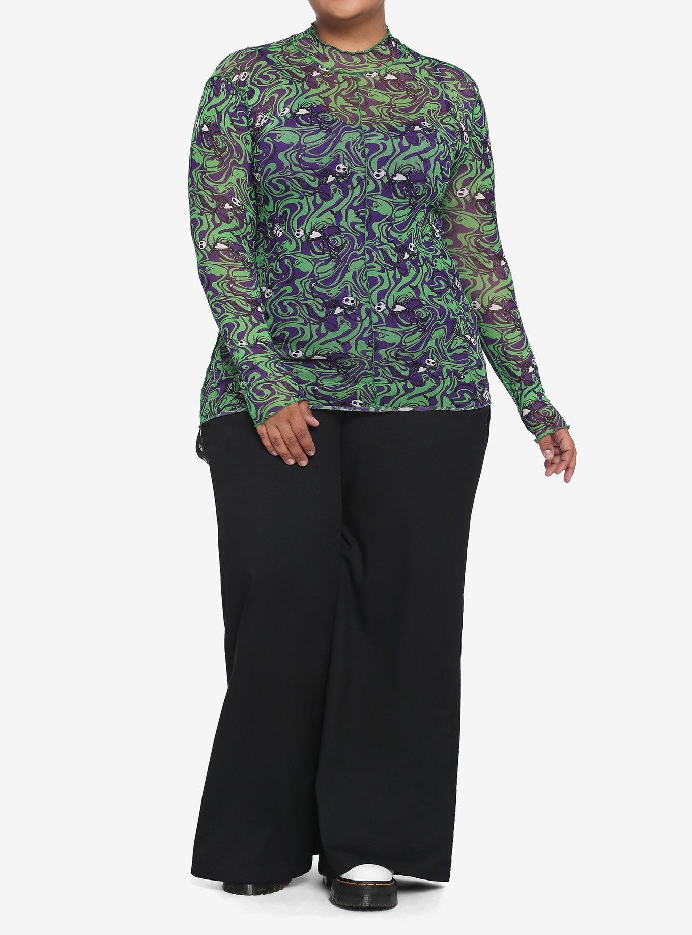 The Nightmare Before Christmas Mock Neck Mesh Girls Long-Sleeve Top Plus Size, MULTI, alternate