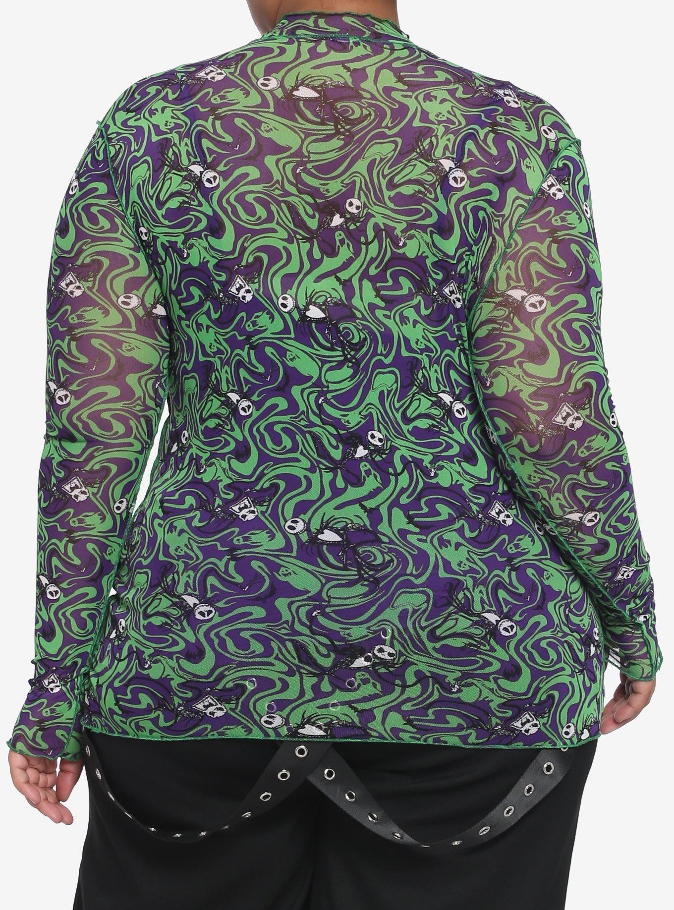 The Nightmare Before Christmas Mock Neck Mesh Girls Long-Sleeve Top Plus Size, MULTI, alternate
