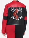 DC Comics The Suicide Squad Harley Quinn Live Fast Die Clown Girls Jacket Plus Size, RED, alternate