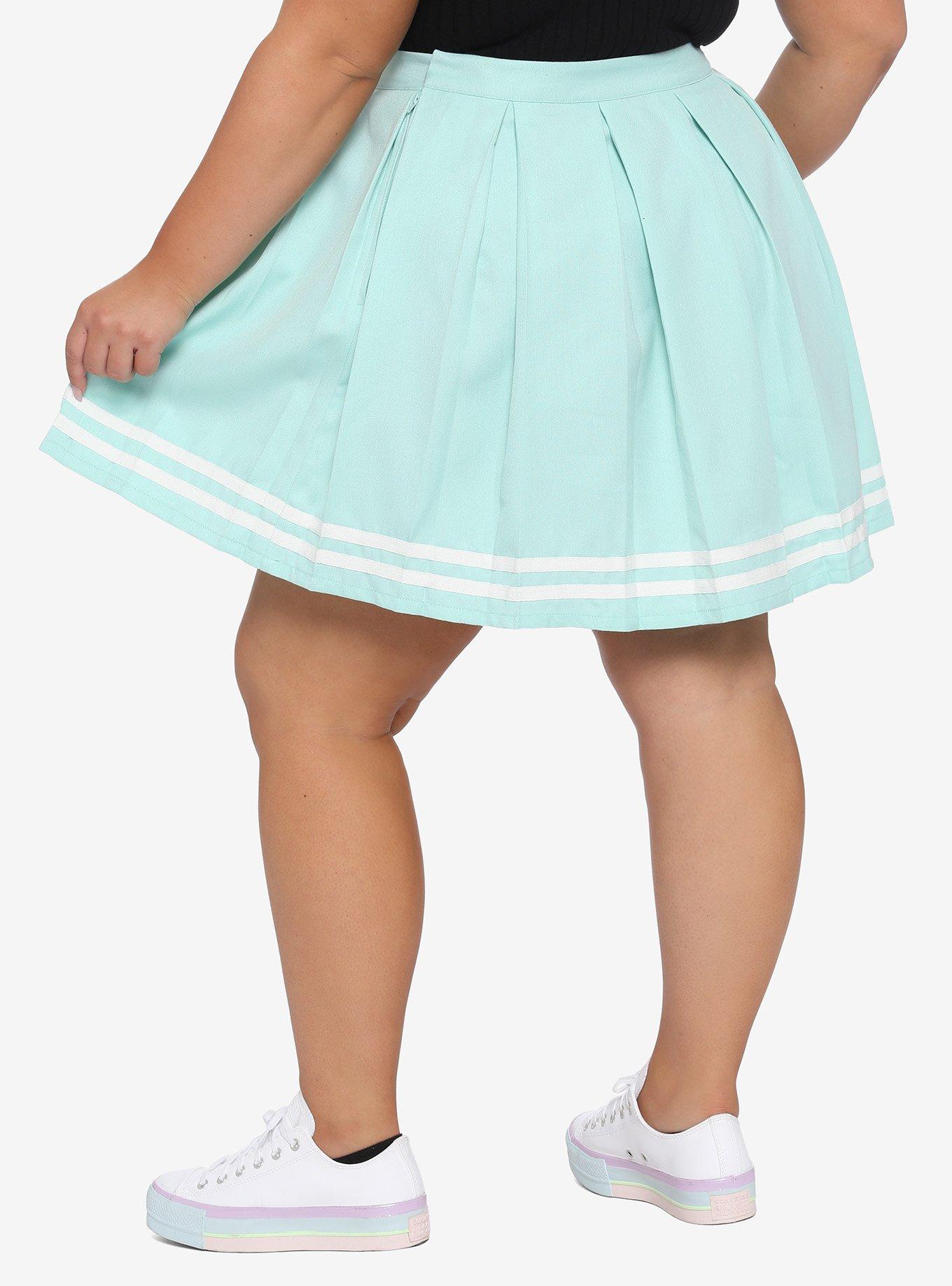 Mint Pleated Cheer Skirt Plus Size, MINT, alternate