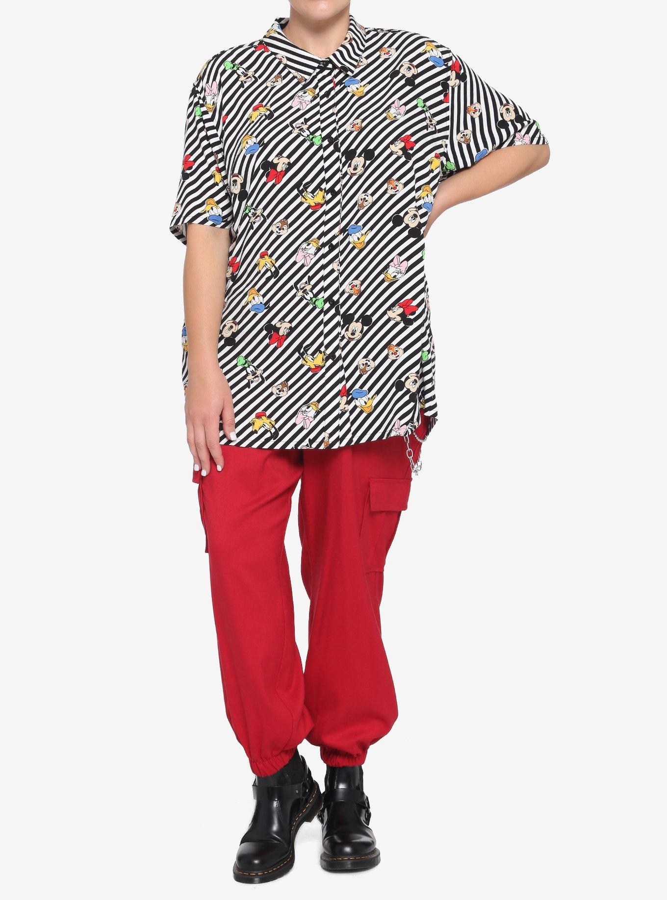 Disney Mickey & Friends Stripe Faces Girls Woven Button-Up Plus Size, MULTI, alternate