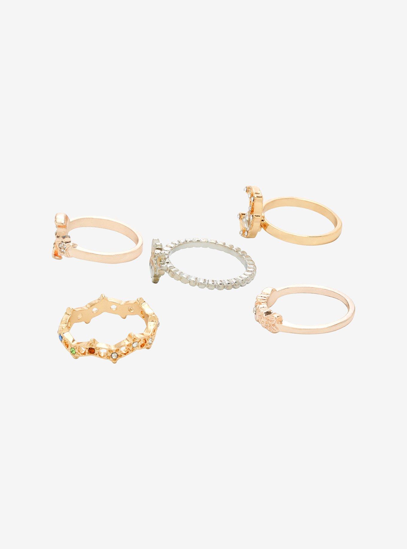 Sailor Moon Crescent Moon & Star Charms Ring Set - BoxLunch Exclusive, MULTI, alternate