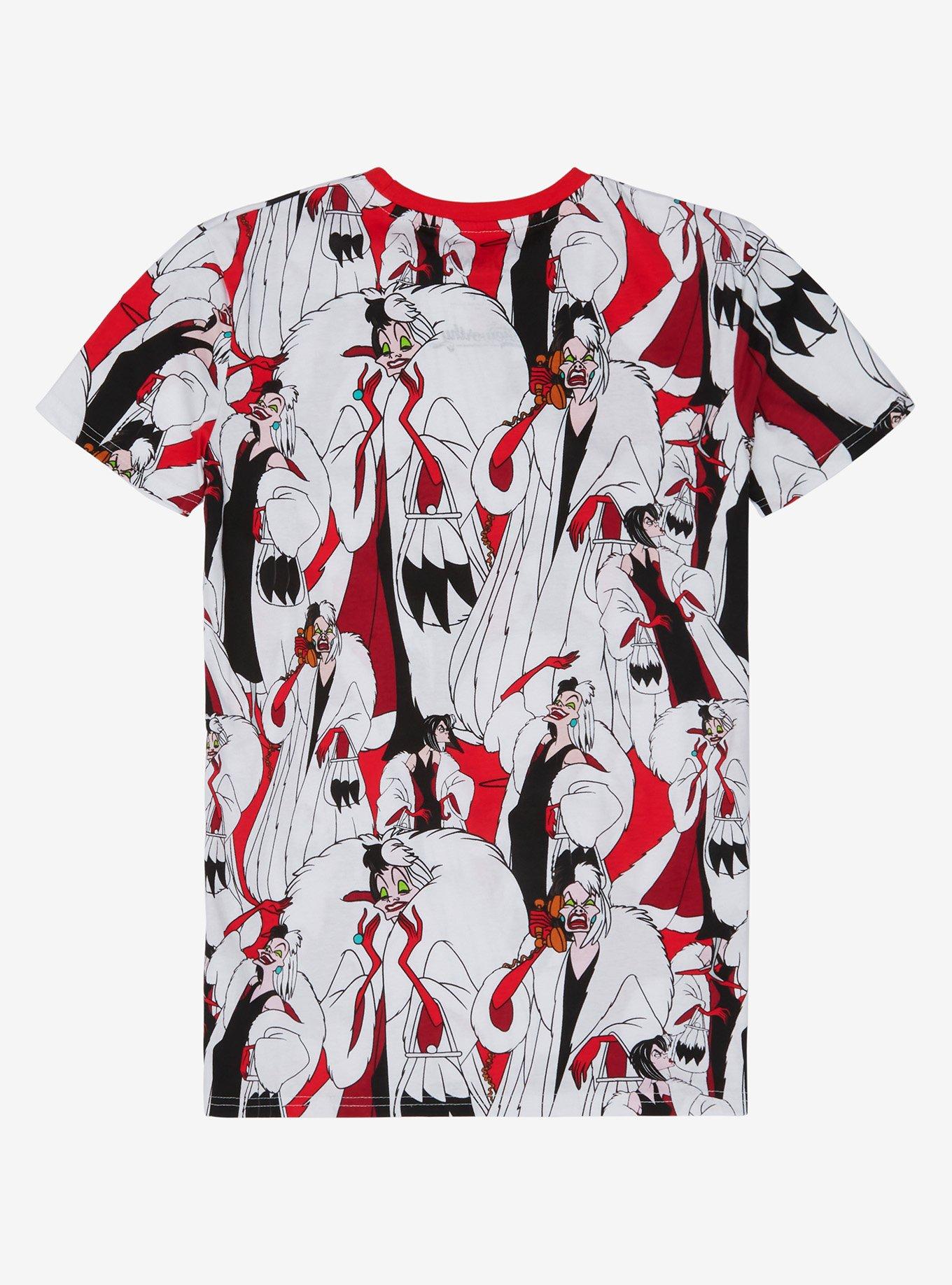 Disney One Hundred and One Dalmatians Cruella de Vil Allover Print T-Shirt, MULTI, alternate