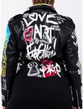 Azalea Wang Make Art Graffiti Moto Jacket Plus Size, BLACK, alternate